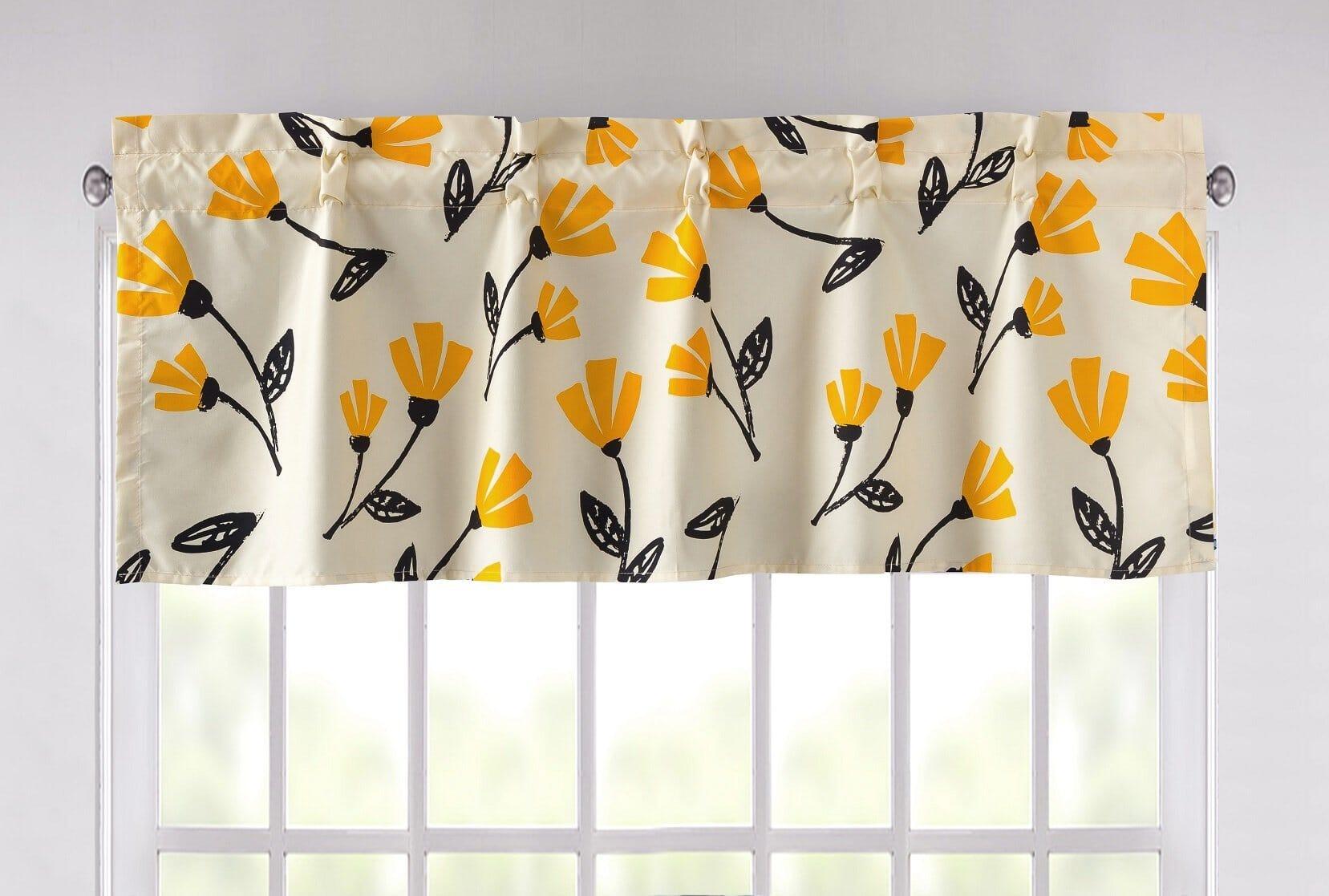 DaDa Bedding Yellow Fleur Floral Golden Orange Ivory Window Curtain Valance - 18