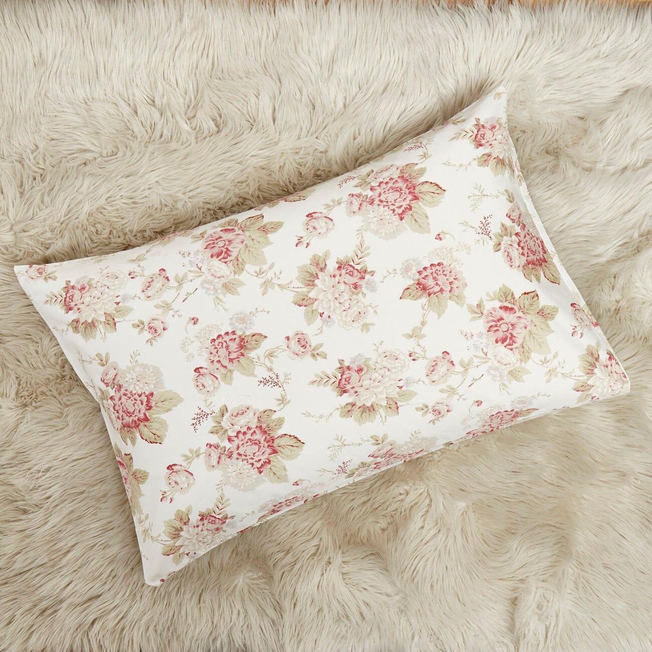 DaDa Bedding Hint of Mint Dainty Cottage Floral Roses Cotton Fitted Sheet w/ Pillow Case (3036)