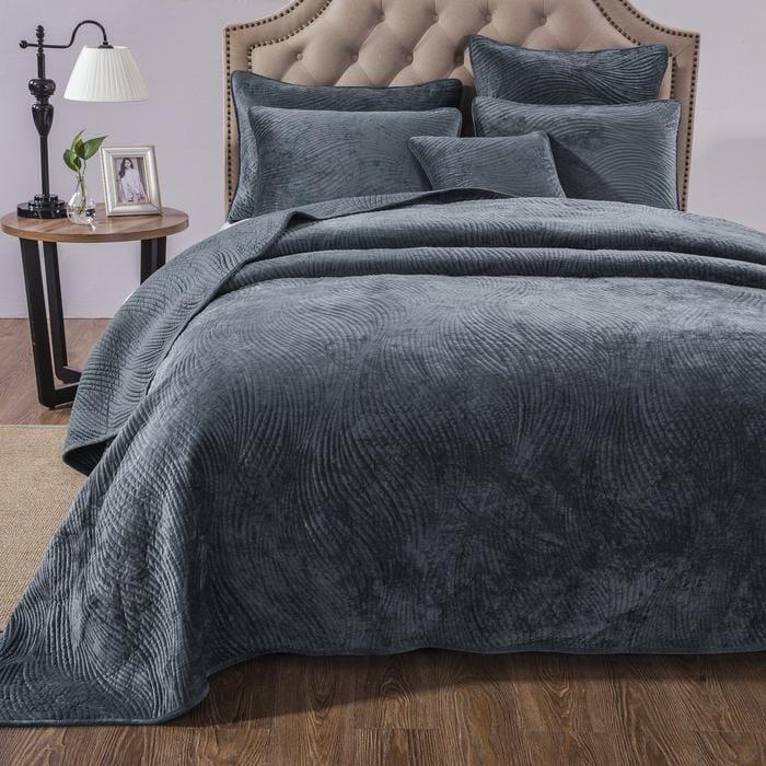 Tache Velvet Dreams Navy Blue Plush Waves Pillow Sham (JHW-852BL)