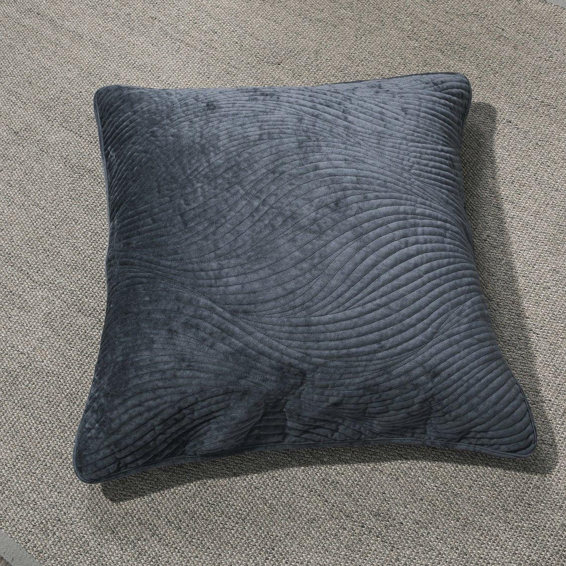 Tache Velvet Dreams Navy Blue Plush Waves Cushion Covers / Euro Sham (JHW-852BL)
