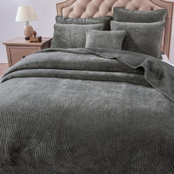 Tache Velvet Dreams Dark Taupe Plush Waves Cushion Covers / Euro Sham (JHW-852BR)