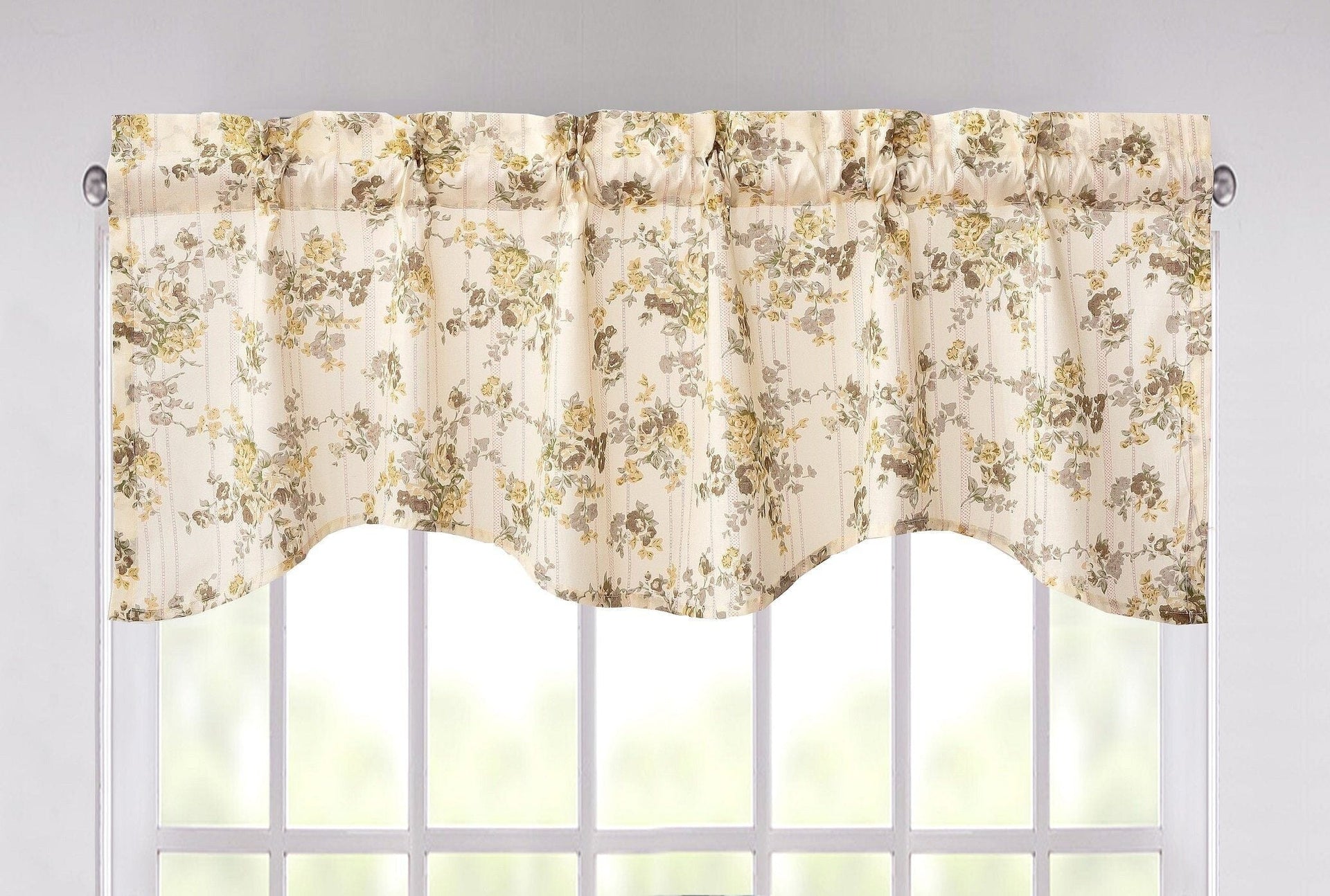 DaDa Bedding Vintage Dainty Yellow Floral Cottage Window Curtain Valance - 18