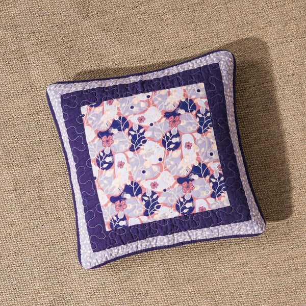 DaDa Bedding Set of 2-Pieces Peachy Blossoms Purple Floral Patchwork Throw Pillow Covers, 18