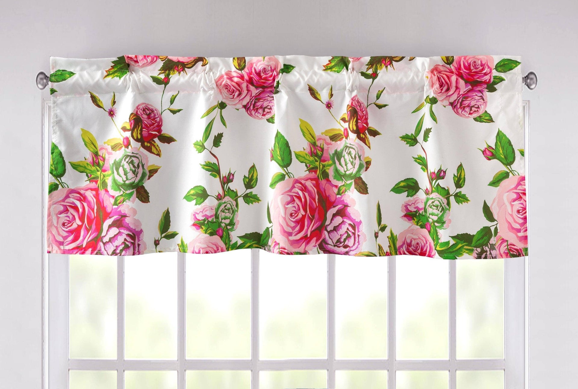 DaDa Bedding Romantic Roses Pink Floral Window Curtain Valance - 18