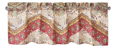 DaDa Bedding Rustic Cranberry Sage Chevron Floral Window Curtain Valance - 18