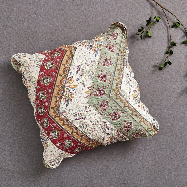 DaDa Bedding Bohemian Cranberry Sage Chevron Floral Euro Pillow Sham Cover, 26
