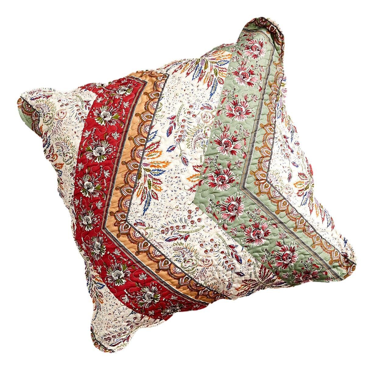 DaDa Bedding Bohemian Cranberry Sage Chevron Floral Euro Pillow Sham Cover, 26