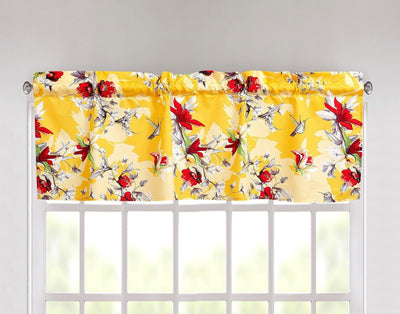 DaDa Bedding Floral Sunshine Yellow Hummingbirds Window Curtain Valance - 18