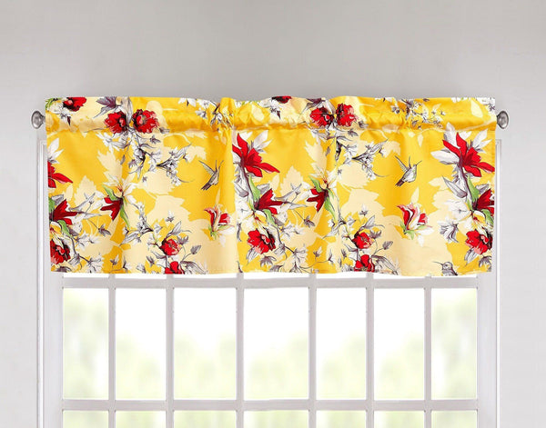 DaDa Bedding Floral Sunshine Yellow Hummingbirds Window Curtain Valance - 18