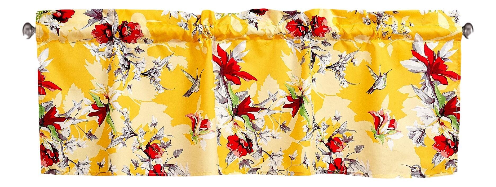 DaDa Bedding Floral Sunshine Yellow Hummingbirds Window Curtain Valance - 18