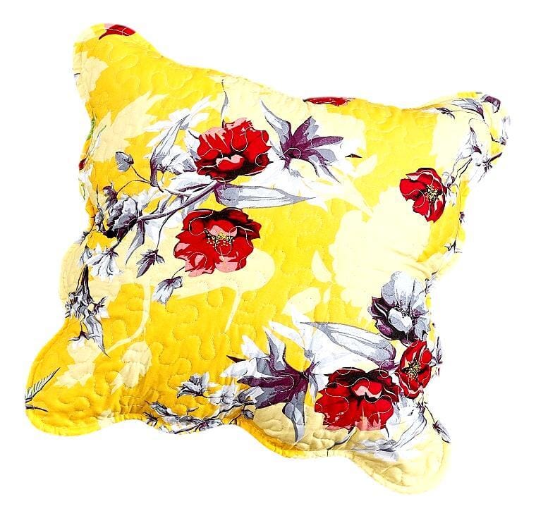 DaDa Bedding Set of 2 Sunshine Yellow Hummingbirds Floral Scalloped Throw Pillow Covers, 18