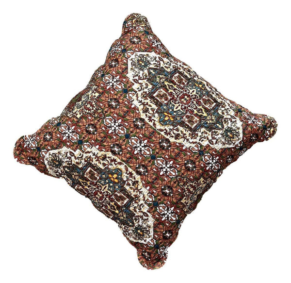 DaDa Bedding Rustic Earthy Cross Motif Folk Style Scalloped Euro Pillow Sham Cover, 26