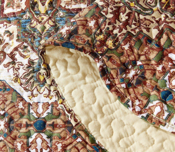 DaDa Bedding Rustic Earthy Cross Motif Folk Ogee Moroccan Scalloped Quilted Bedspread Set (JHW-944)