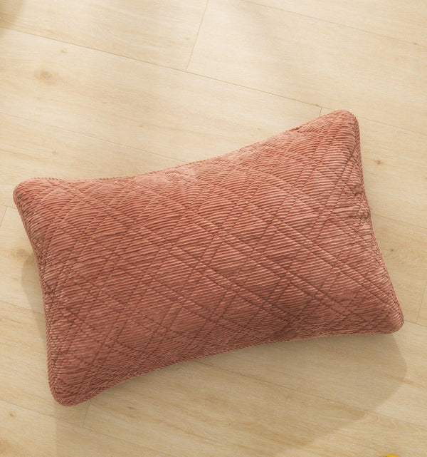 DaDalogy Bedding Terracotta Coral Brick Orange Soft Velour Corduroy Bedspread Set (JHW952)