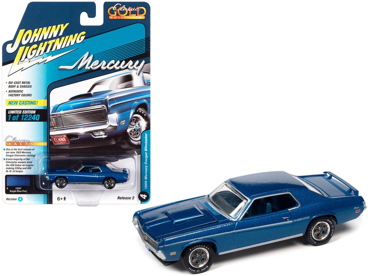 1969 Mercury Cougar Eliminator Bright Blue Metallic with White Stripes 