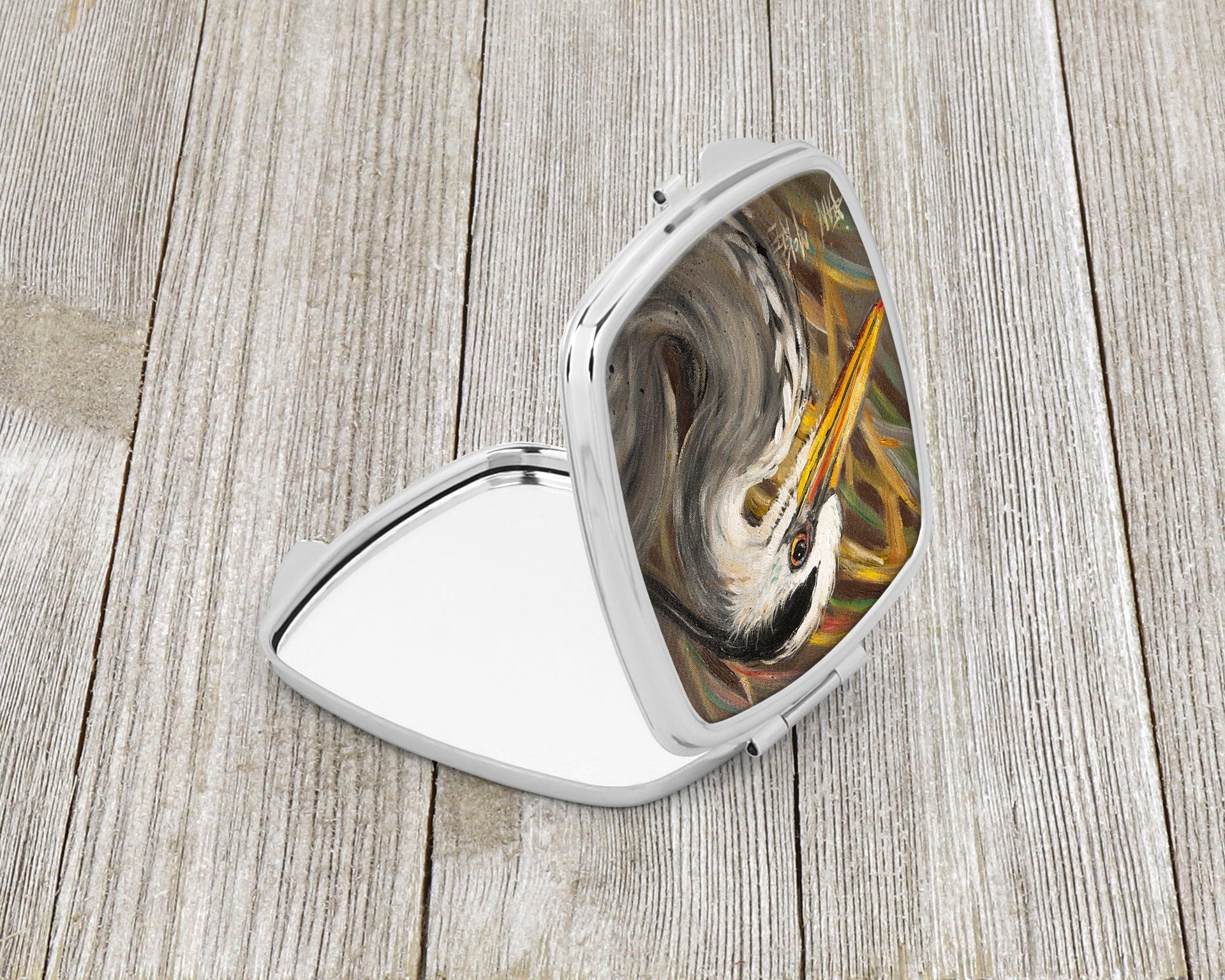 Blue Heron Compact Mirror – Stylish Purse Mirror with Artistic Covers JMK1229SCM