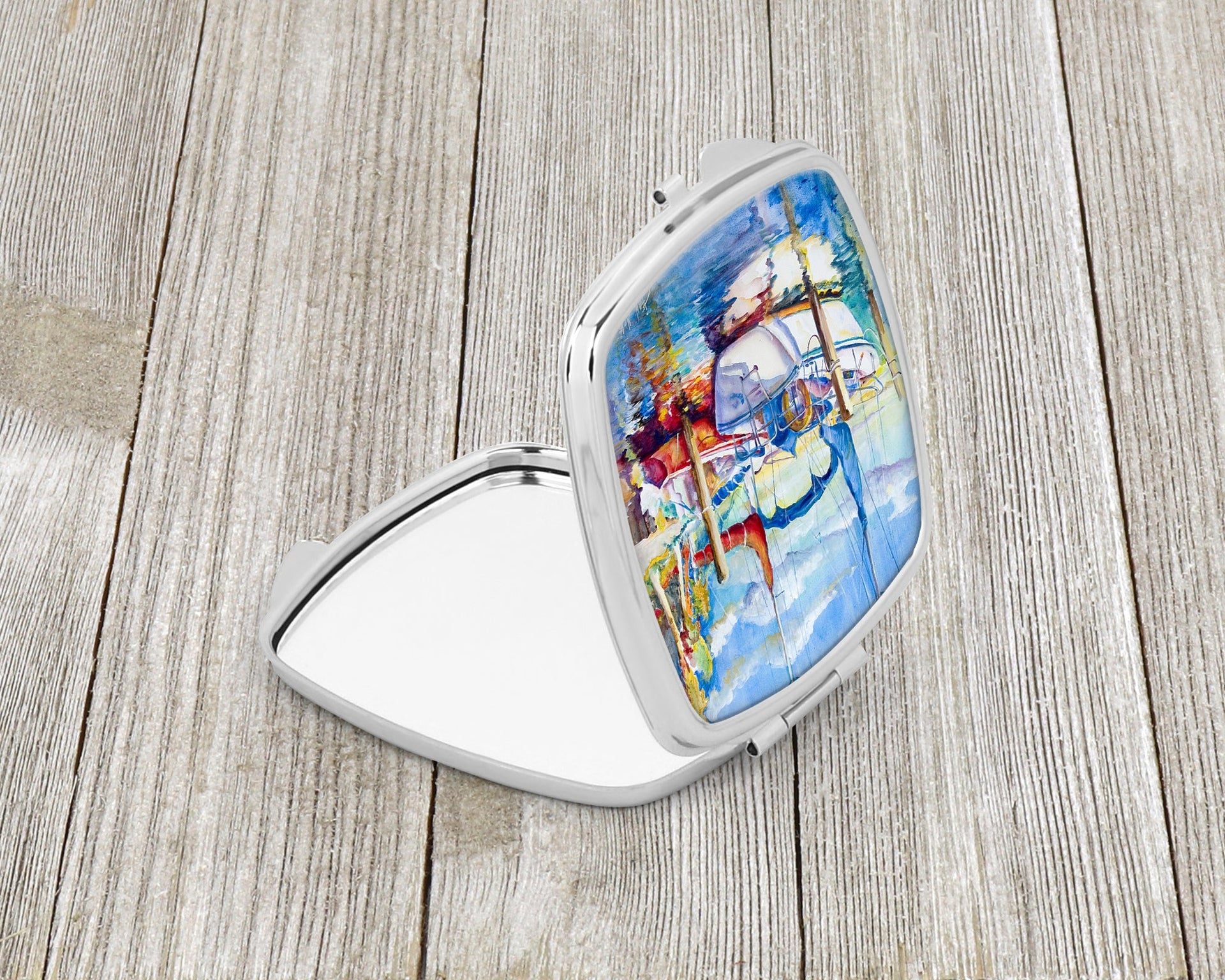 Towering Q Sailboats Compact Mirror – Stylish Purse Mirror with Artistic Covers JMK1230SCM
