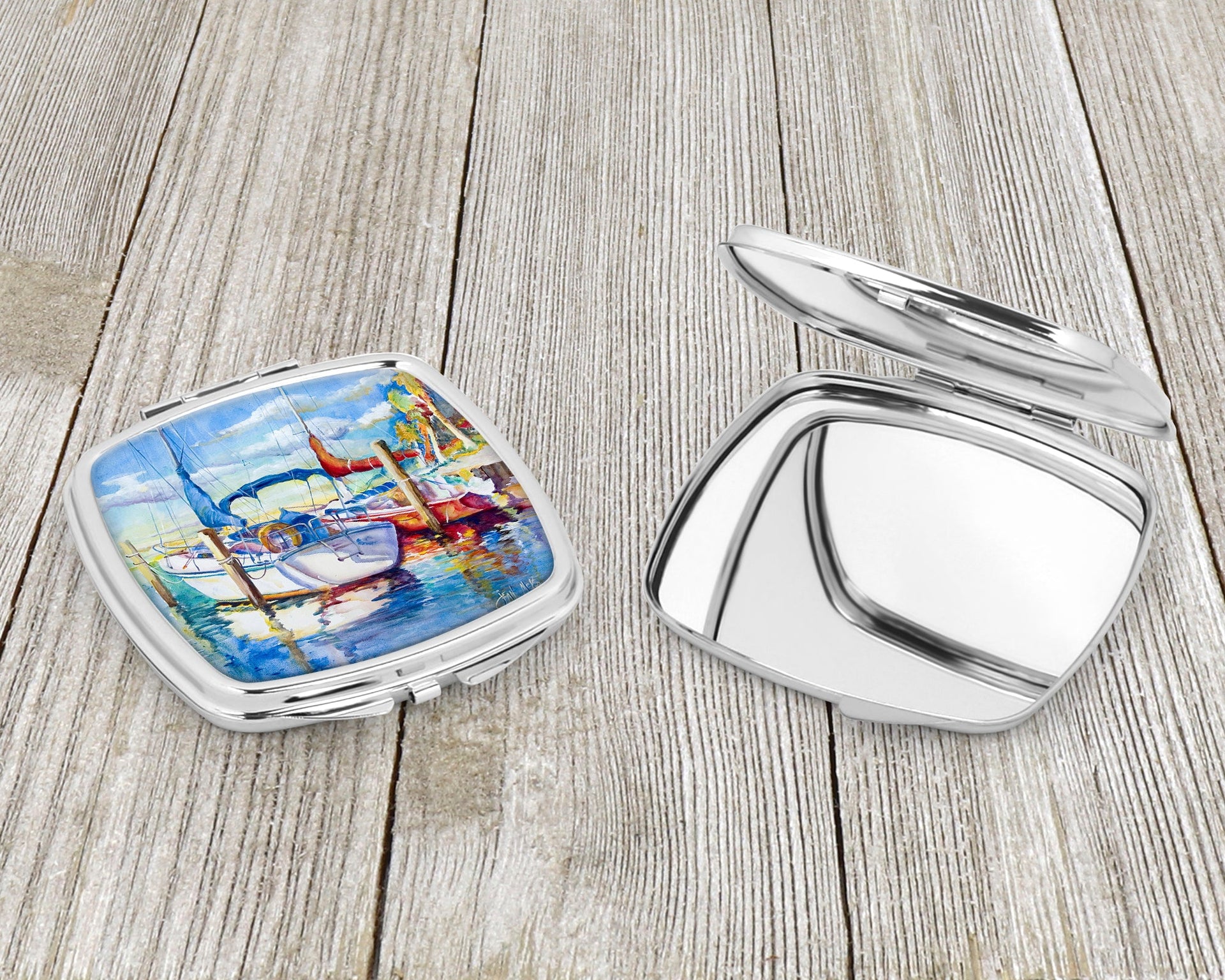 Towering Q Sailboats Compact Mirror – Stylish Purse Mirror with Artistic Covers JMK1230SCM