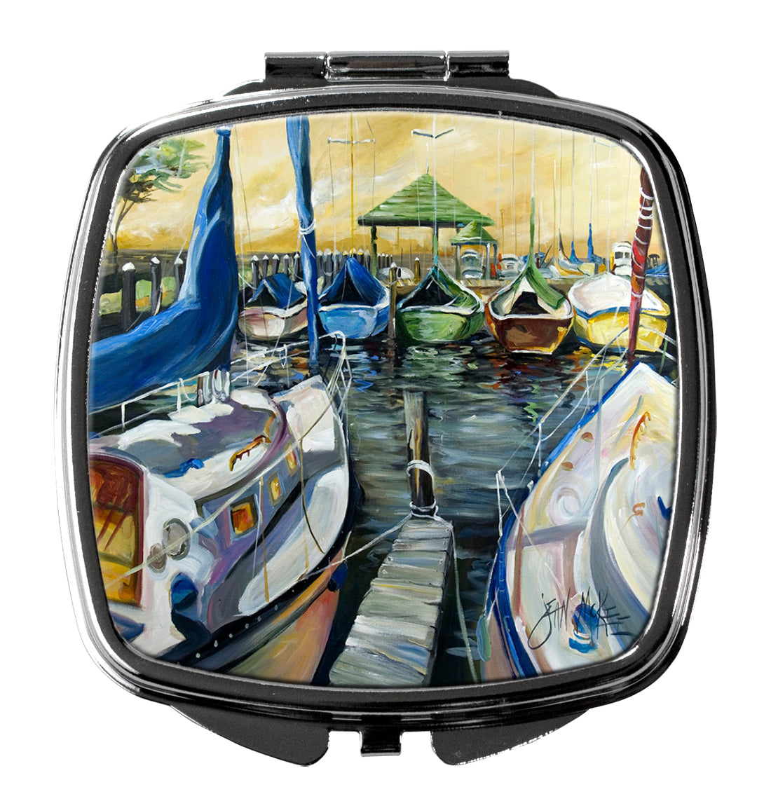 Seven Boats Sailboats Compact Mirror – Stylish Purse Mirror with Artistic Covers JMK1231SCM