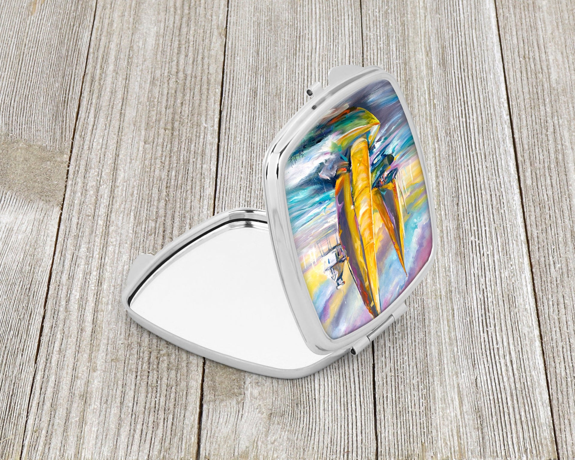 Middle Bay Lighthouse Sailboats Compact Mirror – Stylish Purse Mirror with Artistic Covers JMK1234SCM