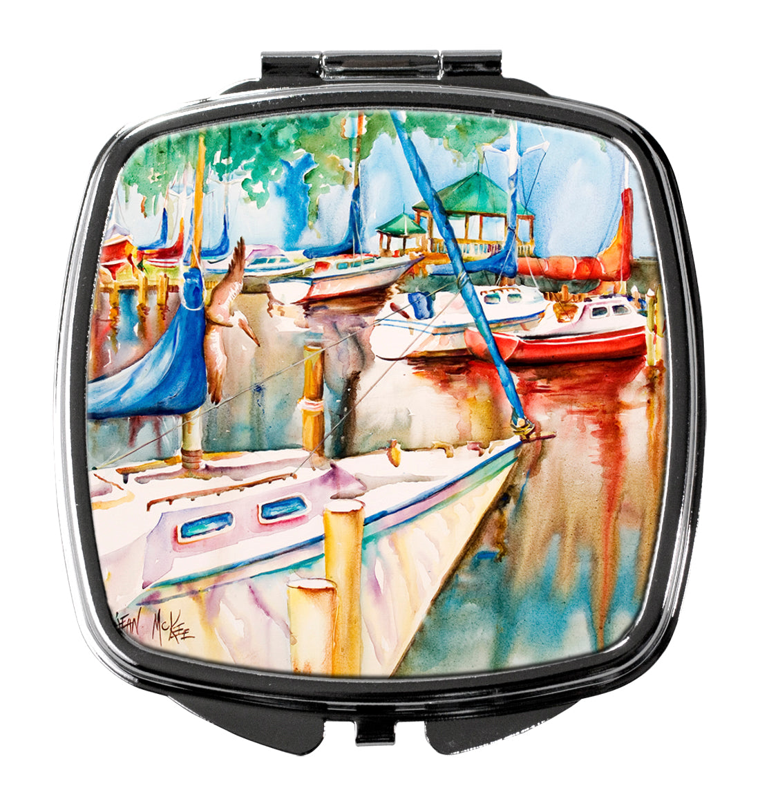 Gazebo and Sailboats Compact Mirror – Stylish Purse Mirror with Artistic Covers JMK1239SCM