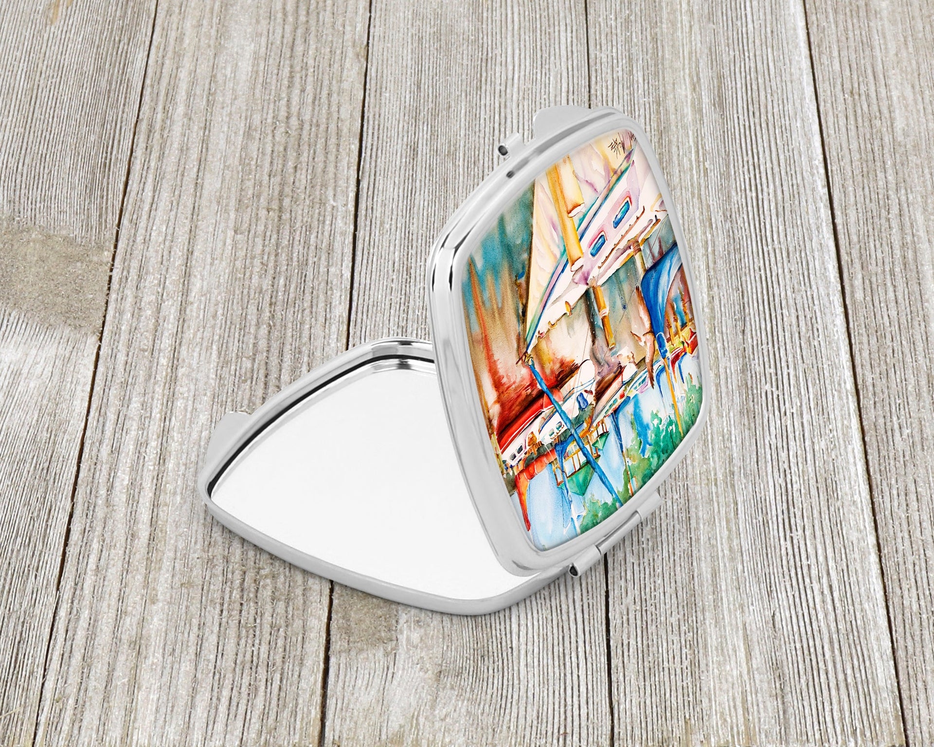 Gazebo and Sailboats Compact Mirror – Stylish Purse Mirror with Artistic Covers JMK1239SCM