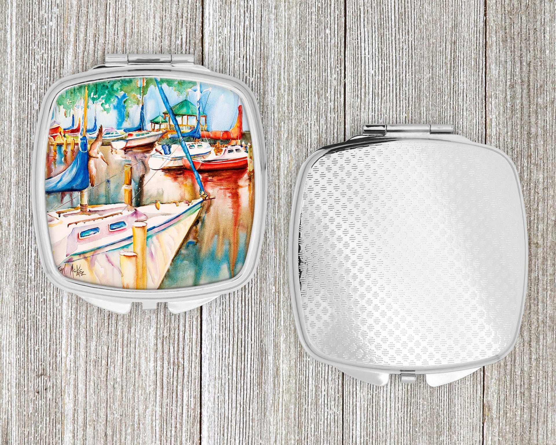 Gazebo and Sailboats Compact Mirror – Stylish Purse Mirror with Artistic Covers JMK1239SCM