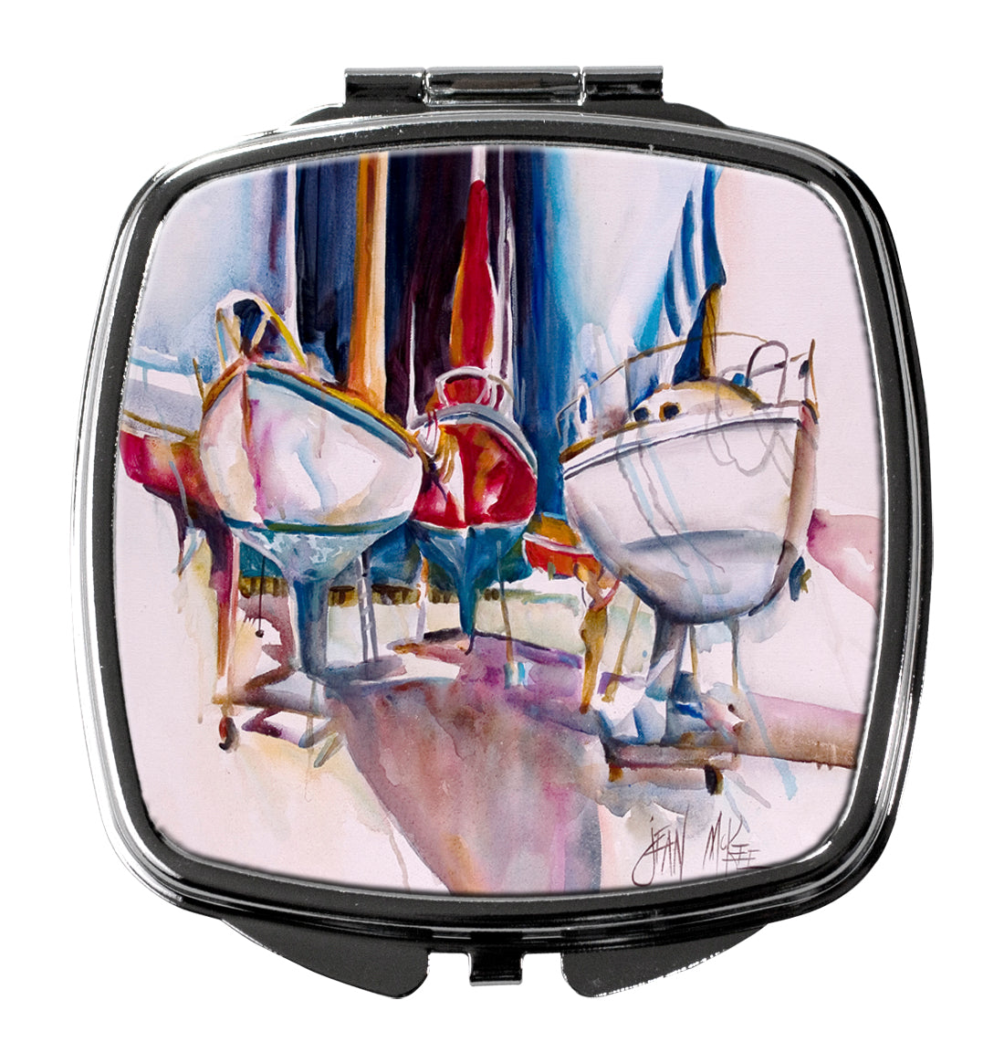 Dry Dock Sailboats Compact Mirror – Stylish Purse Mirror with Artistic Covers JMK1240SCM