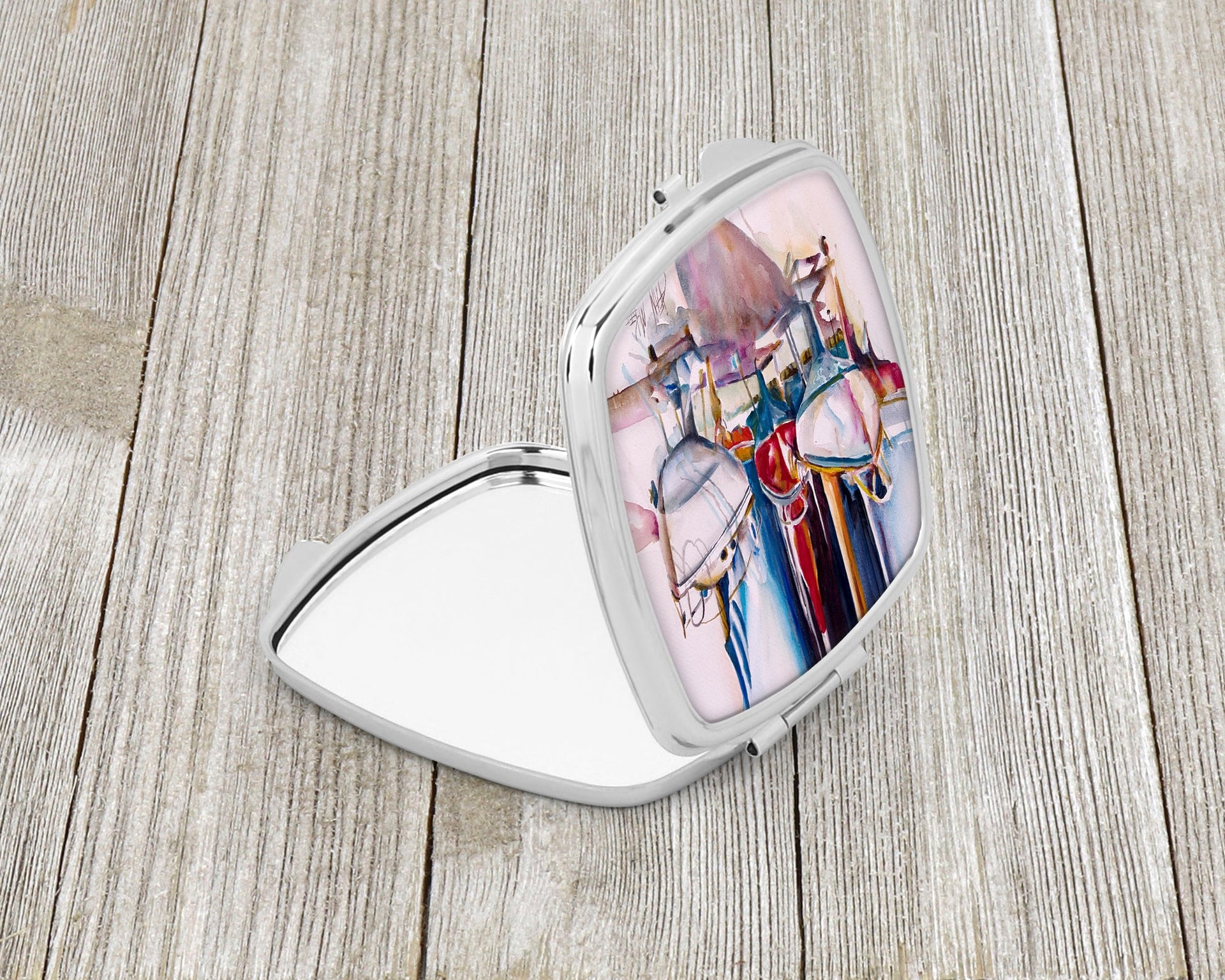 Dry Dock Sailboats Compact Mirror – Stylish Purse Mirror with Artistic Covers JMK1240SCM