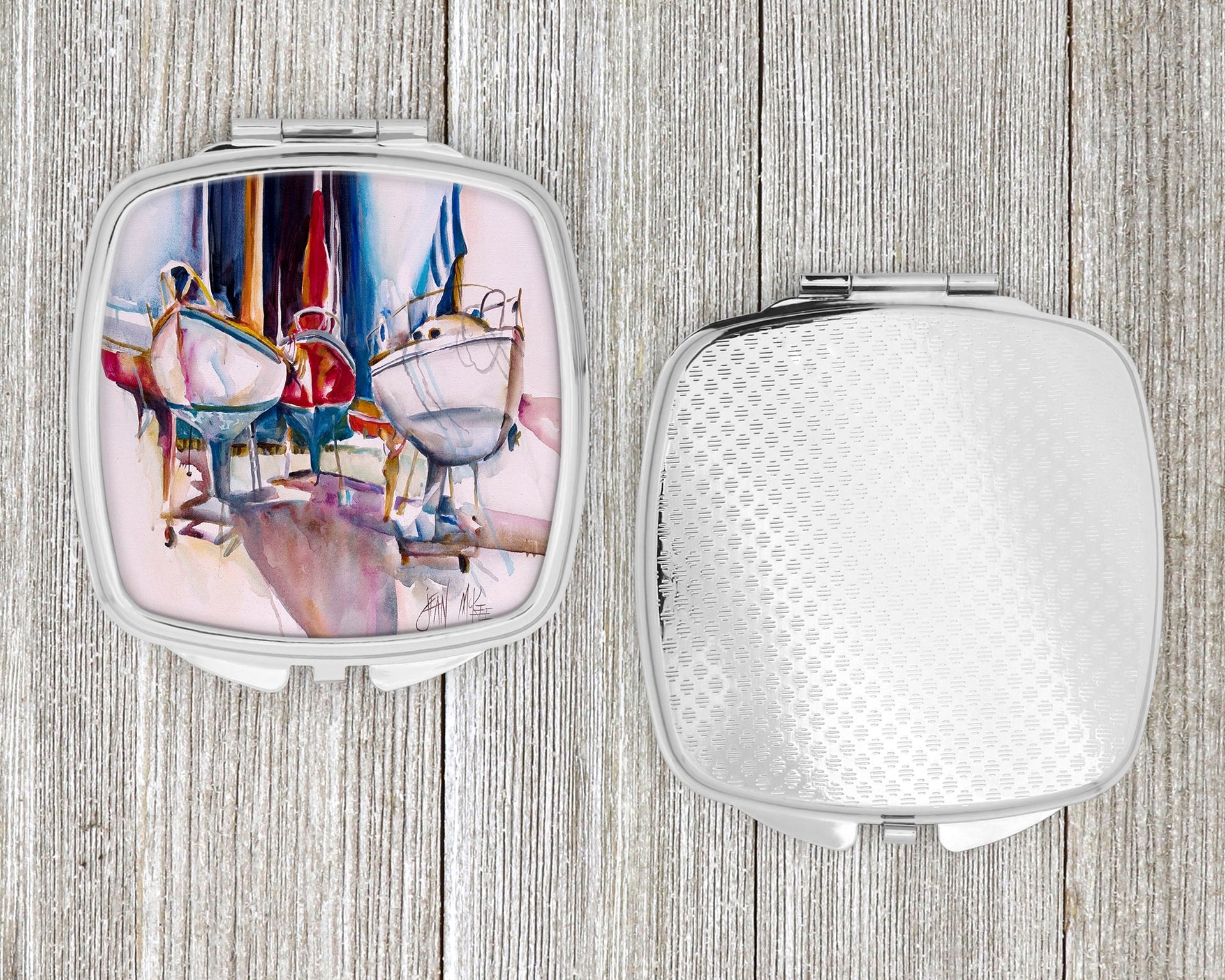 Dry Dock Sailboats Compact Mirror – Stylish Purse Mirror with Artistic Covers JMK1240SCM