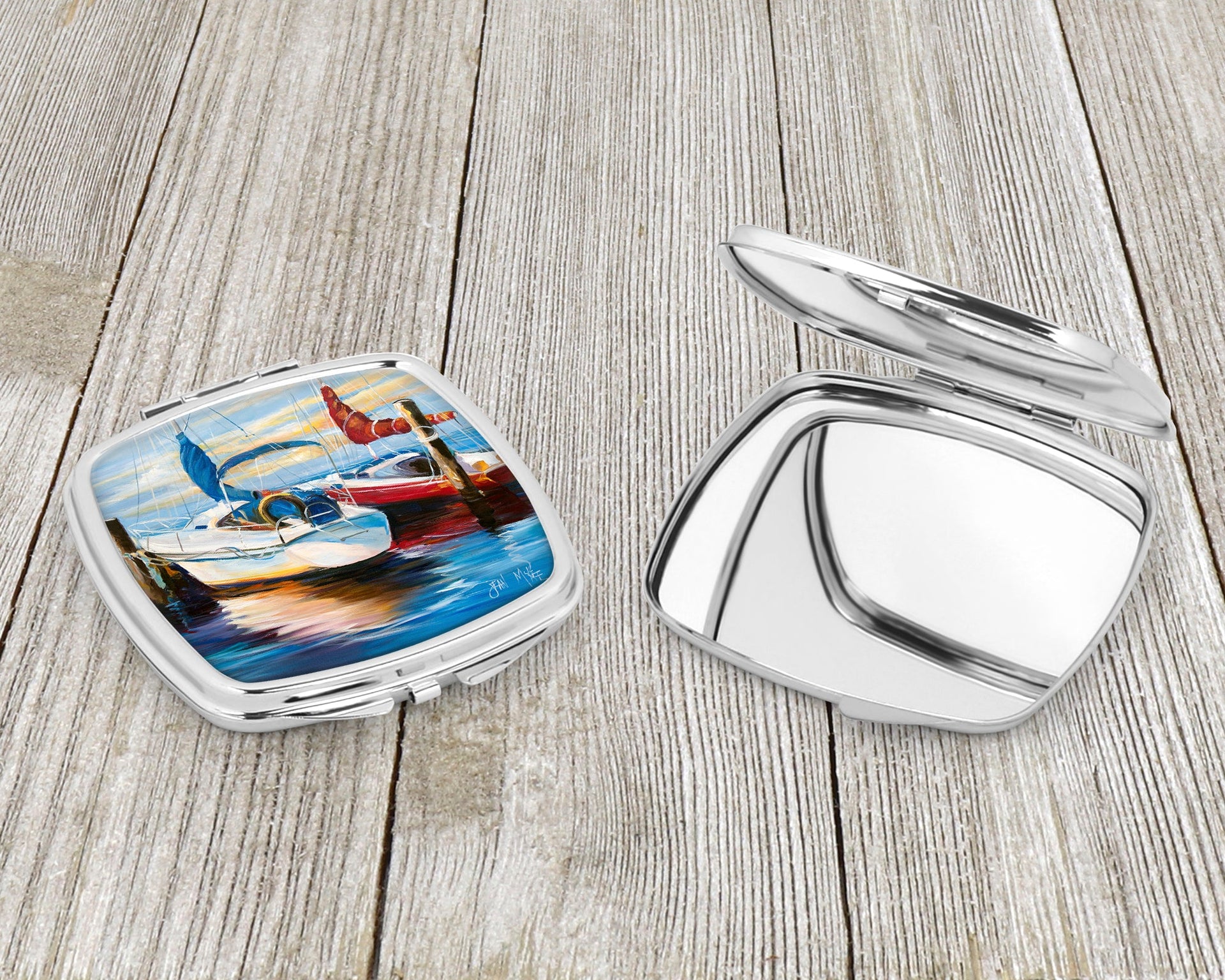 Symmetry Sailboats Compact Mirror – Stylish Purse Mirror with Artistic Covers JMK1242SCM