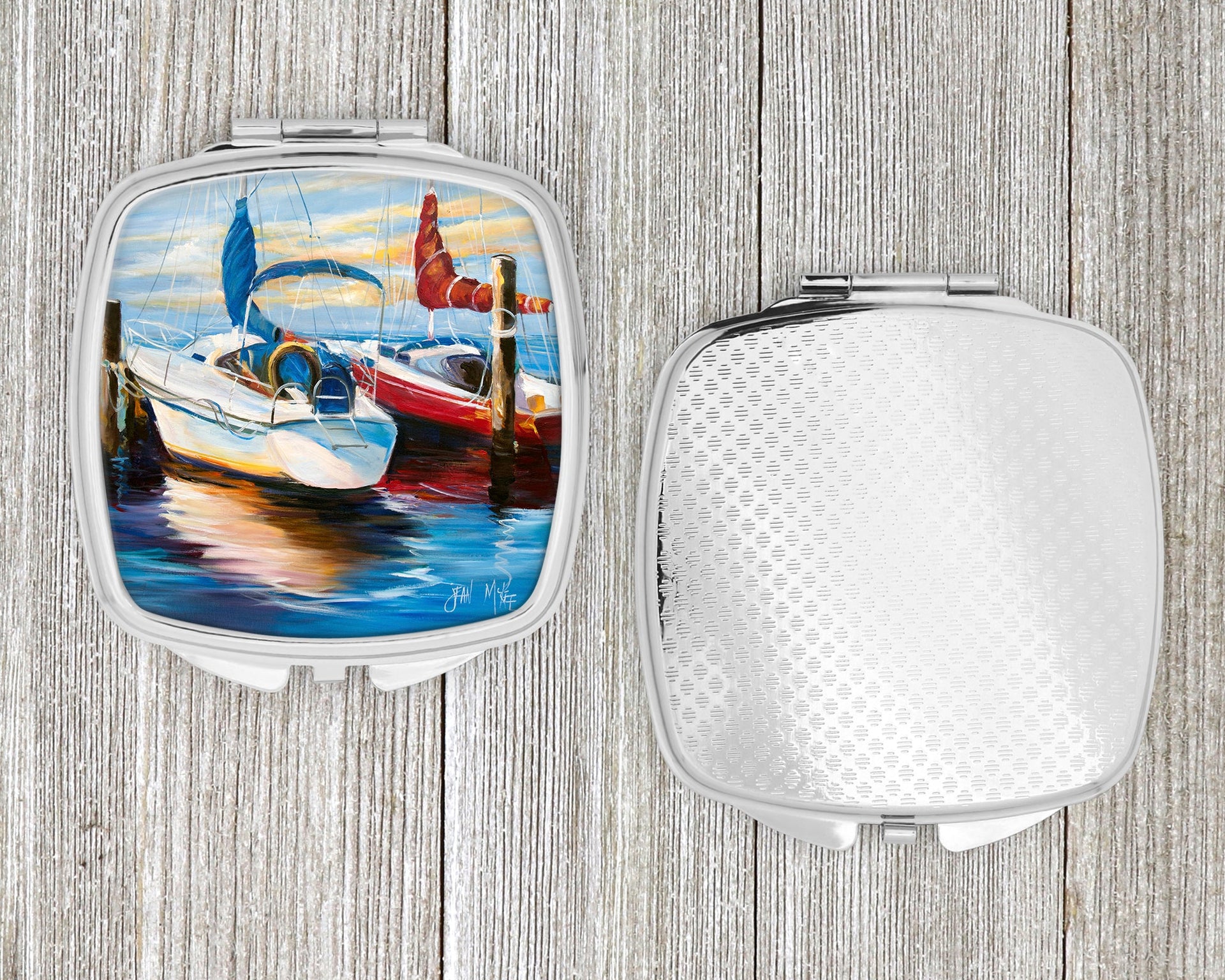 Symmetry Sailboats Compact Mirror – Stylish Purse Mirror with Artistic Covers JMK1242SCM
