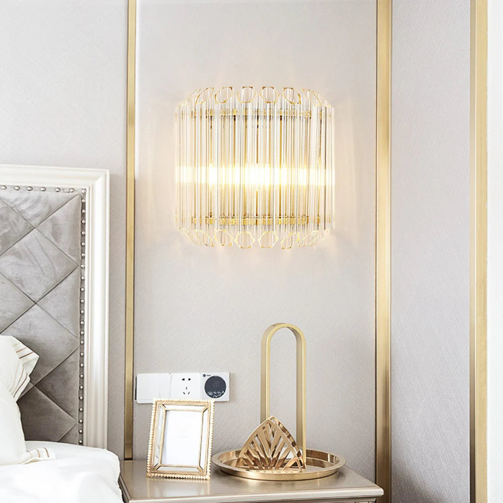 Modern Crystal Rod Brass Wall Sconce