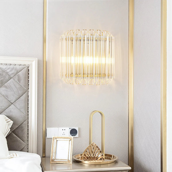 Modern Crystal Rod Brass Wall Sconce