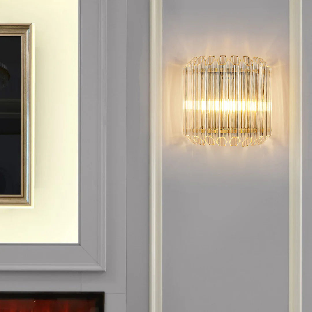 Modern Crystal Rod Brass Wall Sconce