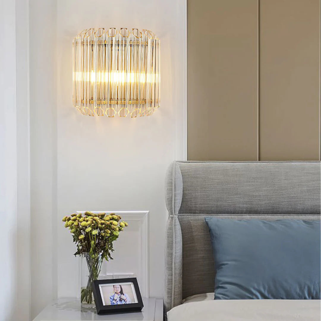 Modern Crystal Rod Brass Wall Sconce