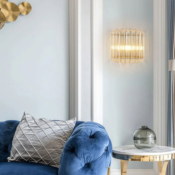 Modern Crystal Rod Brass Wall Sconce