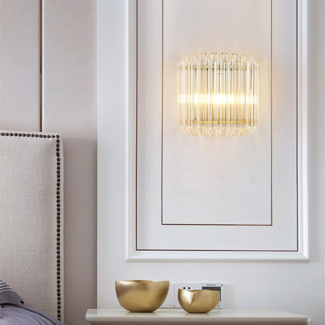 Modern Crystal Rod Brass Wall Sconce