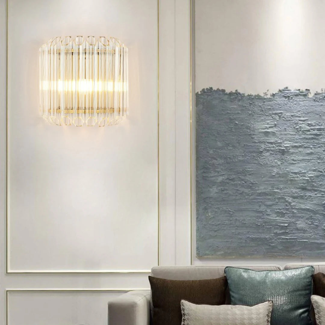 Modern Crystal Rod Brass Wall Sconce