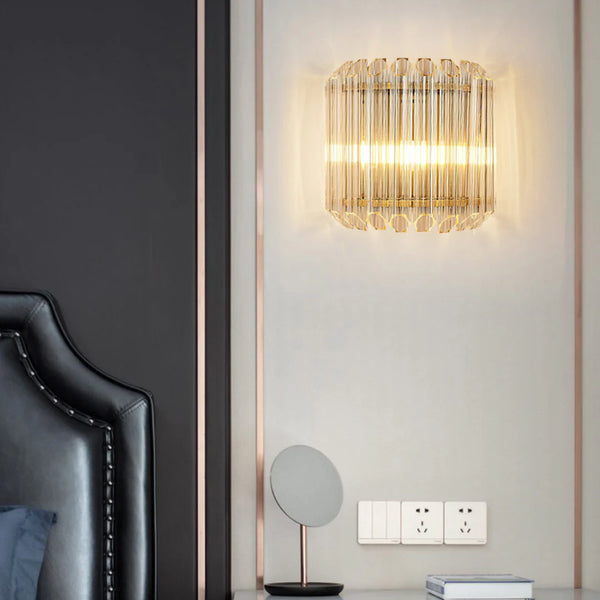 Modern Crystal Rod Brass Wall Sconce