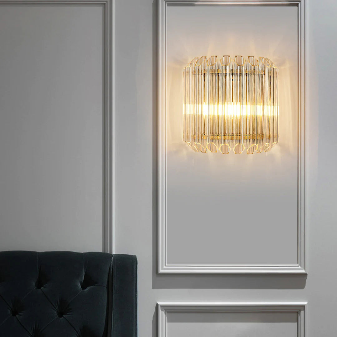 Modern Crystal Rod Brass Wall Sconce
