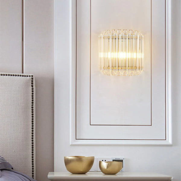 Modern Crystal Rod Brass Wall Sconce