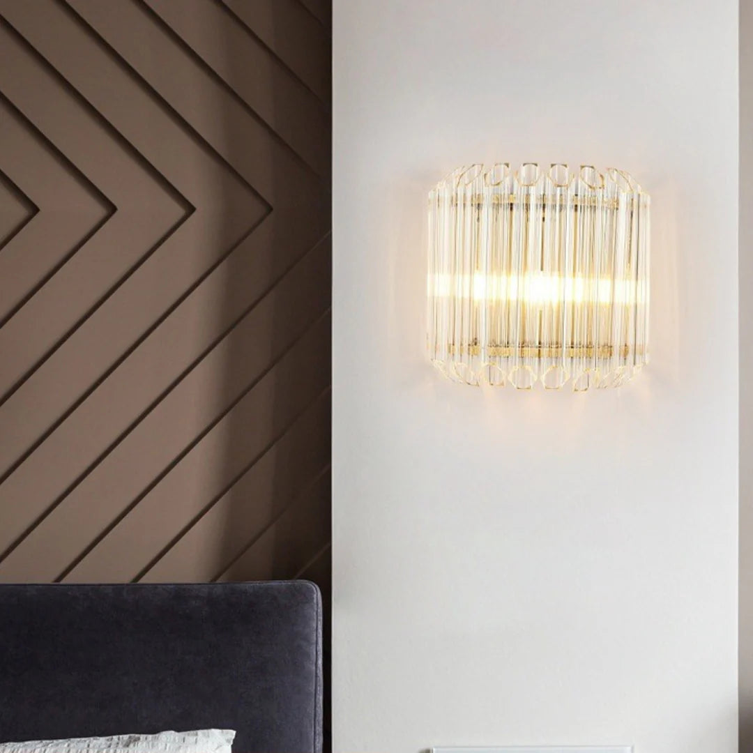 Modern Crystal Rod Brass Wall Sconce