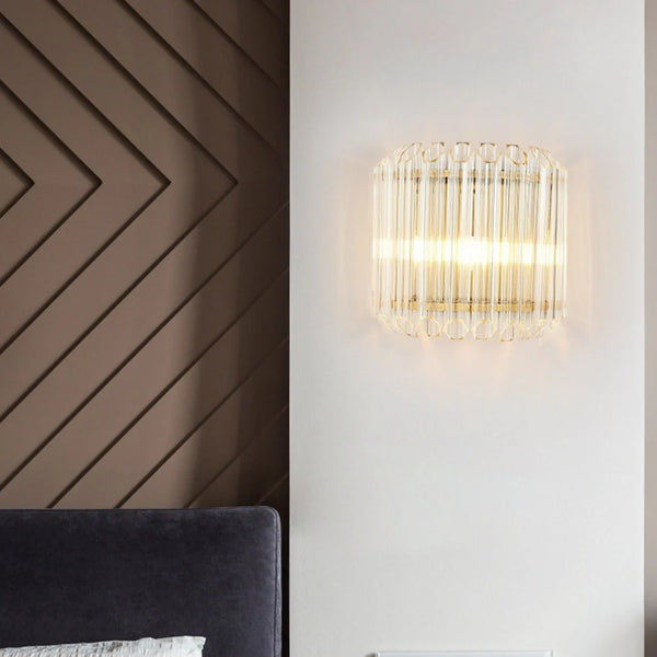 Modern Crystal Rod Brass Wall Sconce