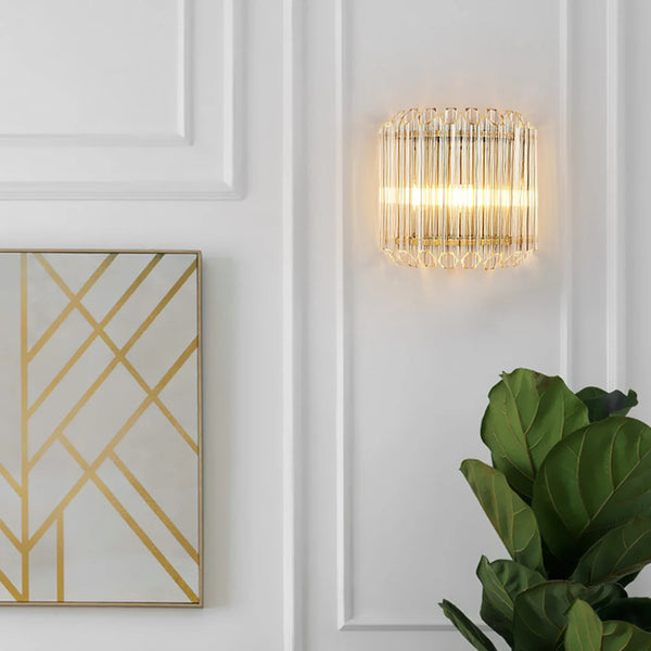 Modern Crystal Rod Brass Wall Sconce