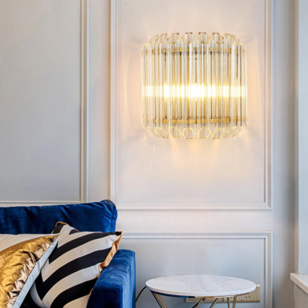 Modern Crystal Rod Brass Wall Sconce