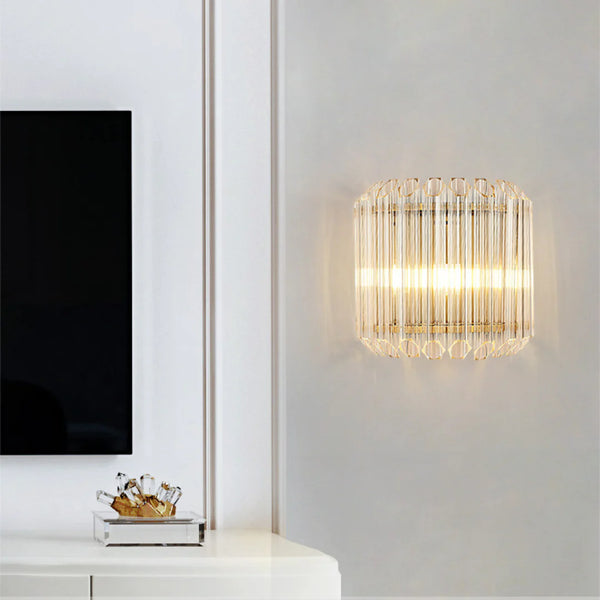 Modern Crystal Rod Brass Wall Sconce