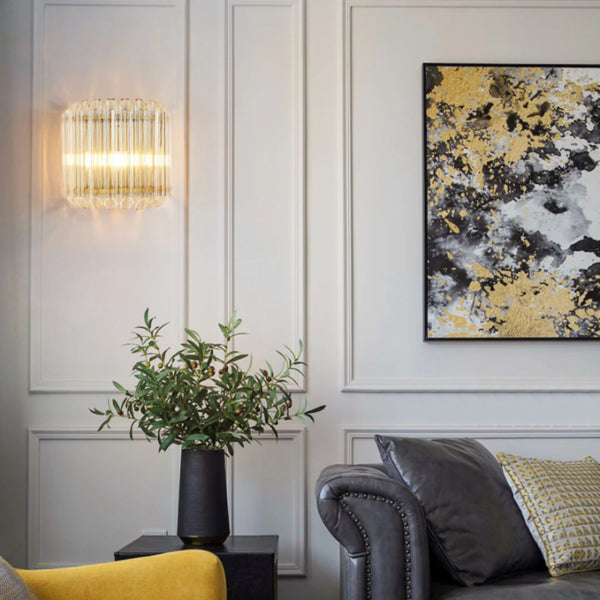 Modern Crystal Rod Brass Wall Sconce