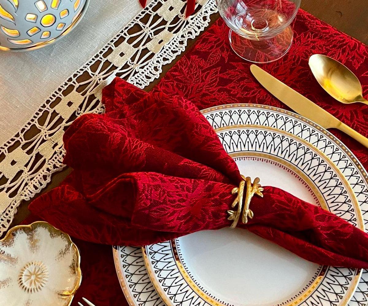 Red Napkins - Floral Napkins