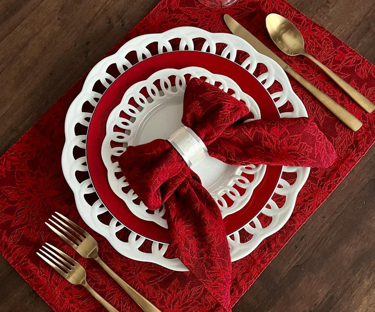 Red Napkins - Floral Napkins